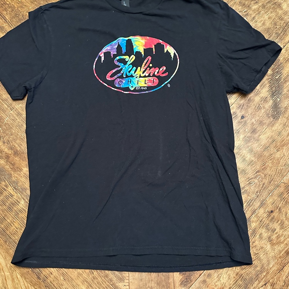 Skyline Chili Black Short Sleeve Tee with Rainbow Logo